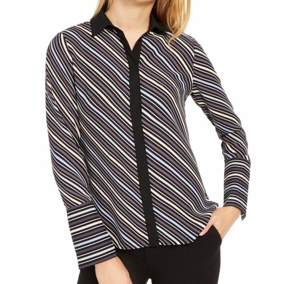 Anne Klein Tops - Anne Klein Womens Blouse L Milano Striped